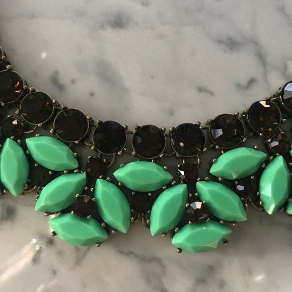 J. Crew Green Gem and Bronze Jewel Necklace - Picture 2 of 4